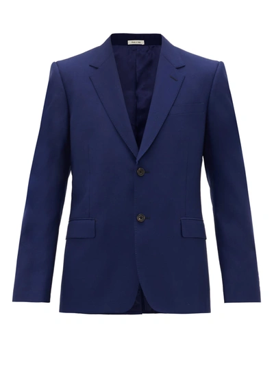 Alexander Mcqueen Single-breasted Wool-blend Suit Jacket In Blue