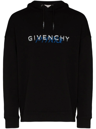 Givenchy 黑色 Calligraphic Print 连帽衫 In Black