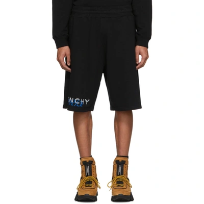 Givenchy Calligraphic Logo Print Track Shorts In Black