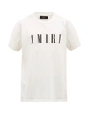 Amiri Bandana Logo-print Cotton-jersey T-shirt In White/black