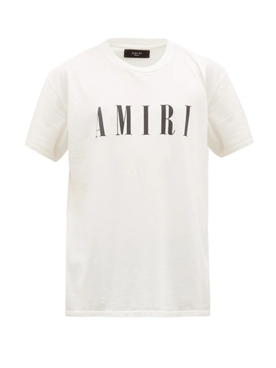 Amiri Bandana Logo-print Cotton-jersey T-shirt In White/black