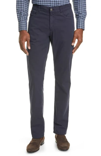 Canali Classic Fit Stretch Cotton & Silk Pants In Navy