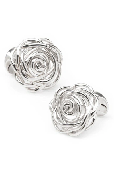 Cufflinks, Inc Sterling Silver Rose Cuff Links