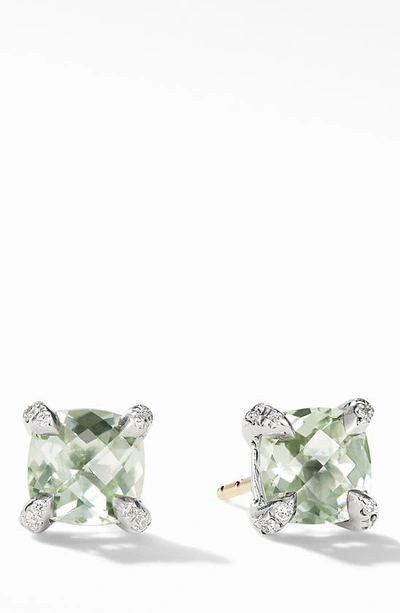 David Yurman Chatelaine Stud Earrings With Prasiolite And Diamonds