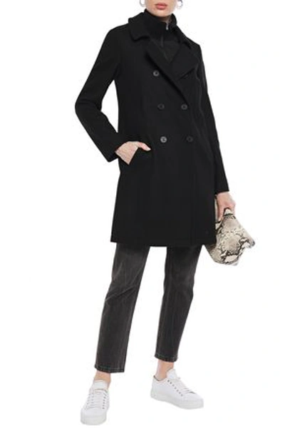 Dkny Double-breasted Wool-blend Twill Coat In Black
