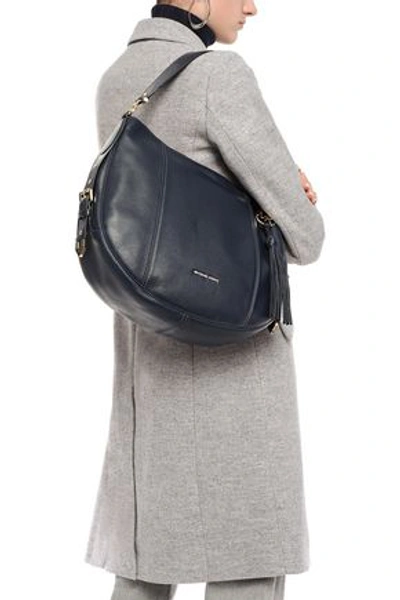 Michael Michael Kors Brooke Large Textured-leather Shoulder Bag In Navy |  ModeSens