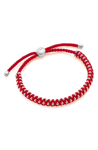 Monica Vinader Sterling Silver And Coral Rio Friendship Bracelet In Silver/ Red