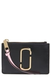 The Marc Jacobs Snapshot Small Leather Wallet In Black/ Chianti