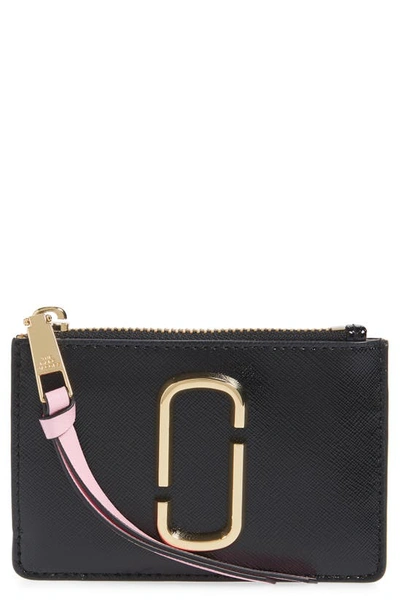 The Marc Jacobs Snapshot Small Leather Wallet In Black/ Chianti