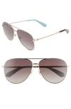 Kate Spade Isla 61mm Aviator Sunglasses In Gold/ Dark Havana