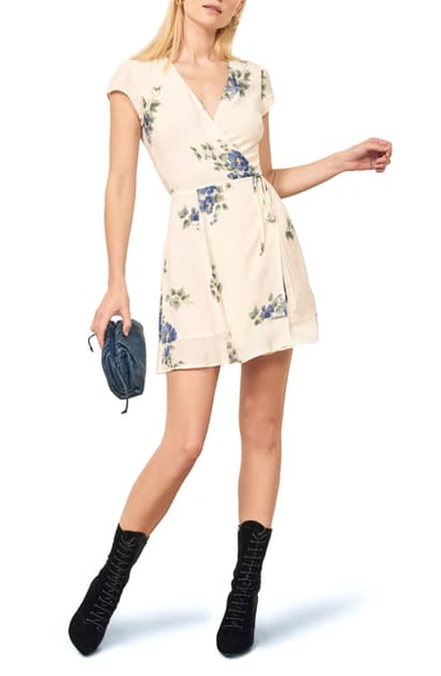 Reformation Radley Wrap Minidress In Macadamia