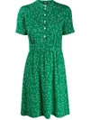 Apc Camille Heart-print Silk Minidress In Green