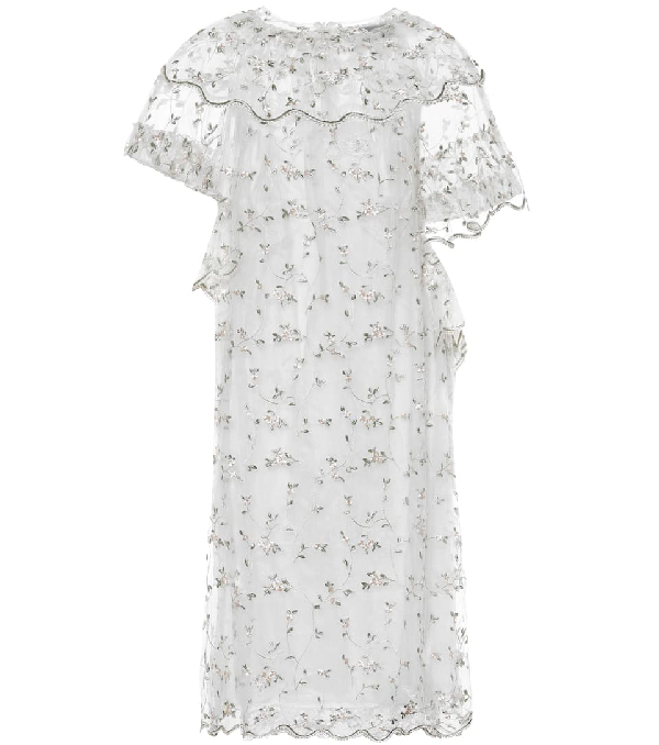 Simone Rocha Floral Tulle Dress In White | ModeSens