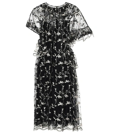 Simone Rocha Floral Tulle Dress In Black