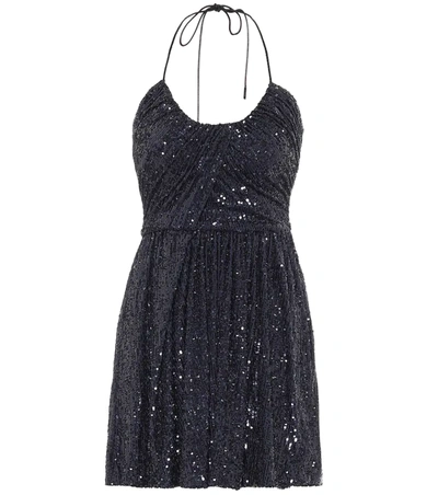 Saint Laurent Sequin Halter-strap Mini Dress In Blue | ModeSens
