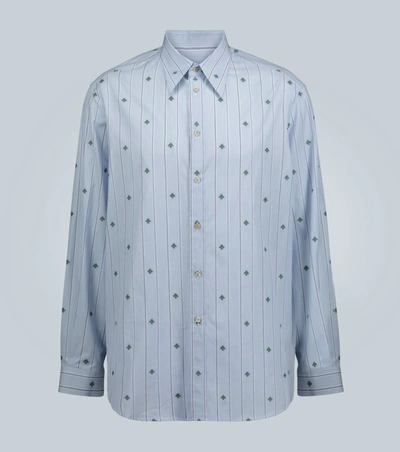 Gucci Bee Pinstriped Classic Shirt In Blue