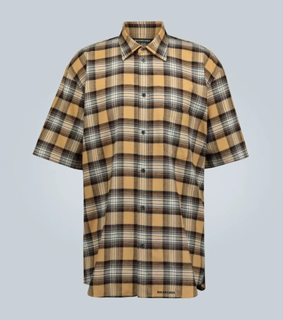 Balenciaga Short-sleeved Flannel Shirt In Multicoloured