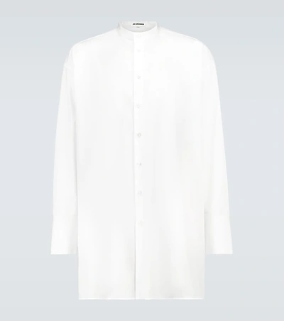 Jil Sander Band Collar Cotton Shirt In White