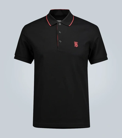 Burberry Walton Cotton Polo Shirt In Black