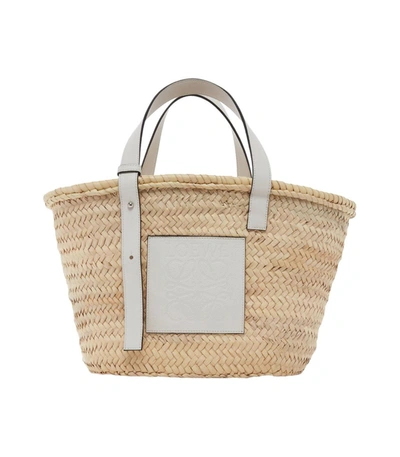 Loewe White And Natural Basket Bag In Neutral