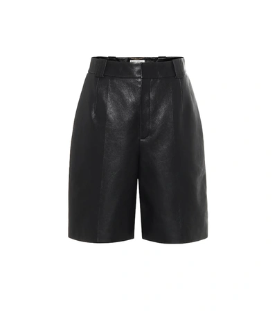 Saint Laurent High-rise Leather Shorts In Black