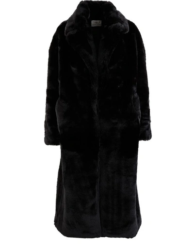 Anine Bing Sasha Coat In Faux Fur In Black