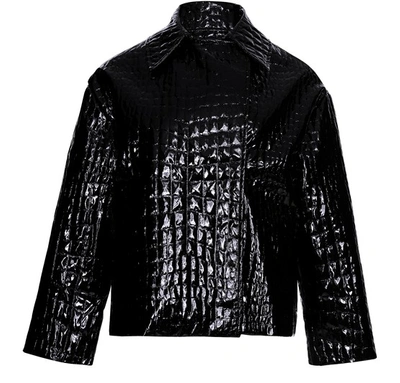 Anine Bing Liza Jacket In Black Croco