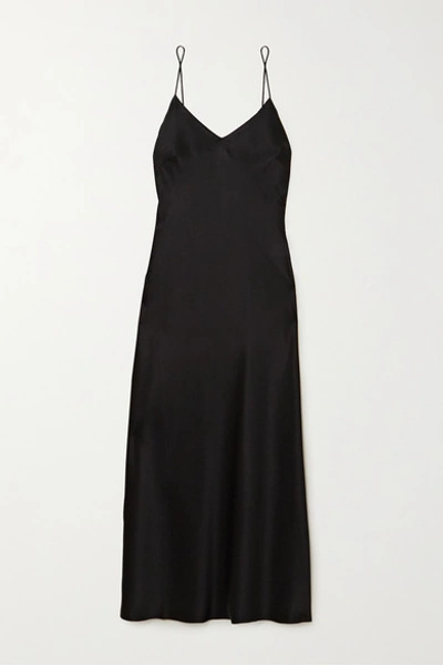 Anine Bing Rosemary Silk-charmeuse Midi Dress In Black