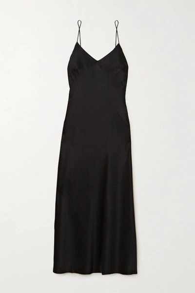 Anine Bing Rosemary Silk charmeuse Midi Dress In Black ModeSens