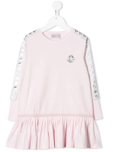Moncler Kids' Pink Dress With Logo Application In Rosa
