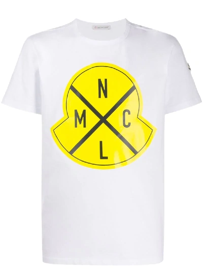 Moncler Printed Stretch Cotton Jersey T-shirt In White