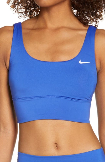Nike Essential Scoop-neck Bikini Top Women's Swimsuit In Blue