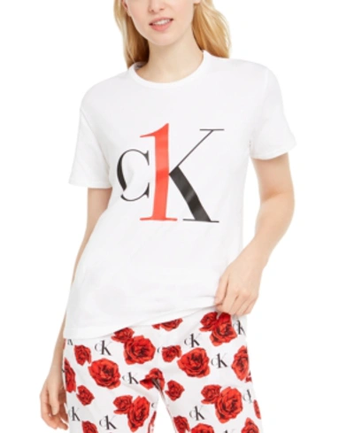 Calvin Klein Ck One Logo-print Lounge T-shirt In White/red