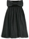 Brognano Black Dress With Bow And Polka-dot Skirt