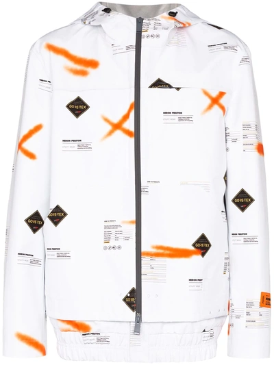 Heron Preston Gore-tex Printed Windbreaker Jacket In White