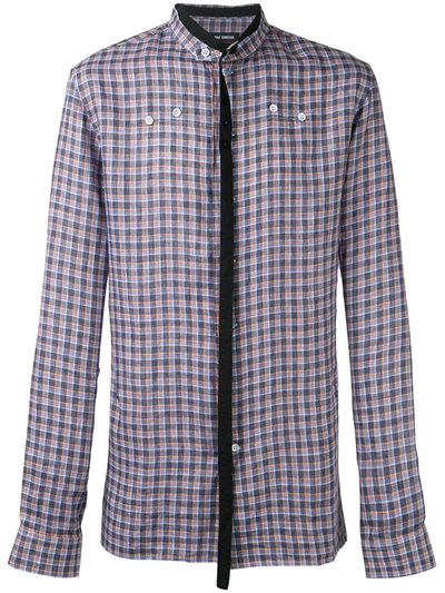 Raf Simons Neck Strap Checked Shirt In Blue