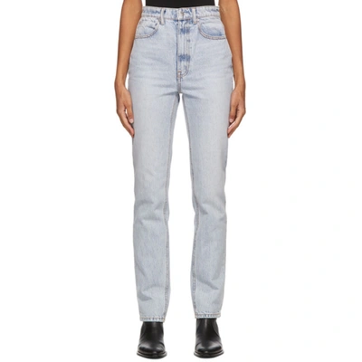 Alexander Wang Crinkle Denim Straight Leg Boyfriend Jeans In Blue