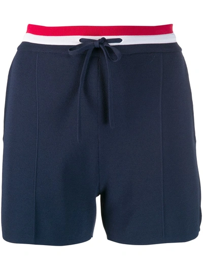 Thom Browne Tricolour-waistband Seersucker Shorts In Blue
