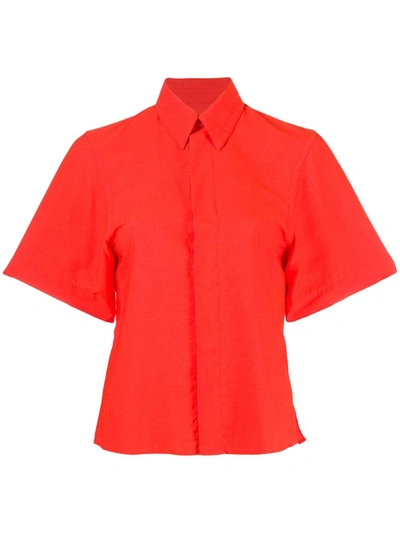 Ami Alexandre Mattiussi Concealed Fastening Short-sleeve Shirt In Red
