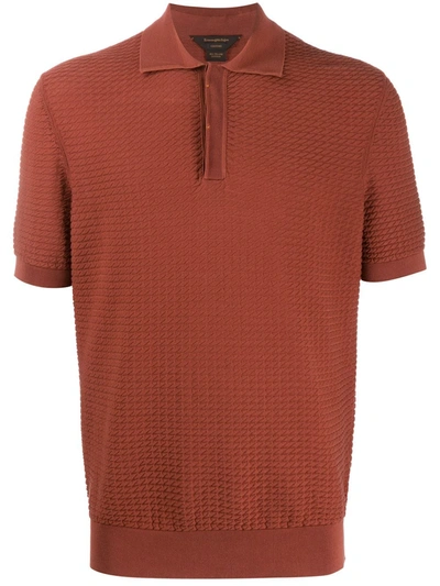 Ermenegildo Zegna Short Sleeve Polo Shirt In Brown