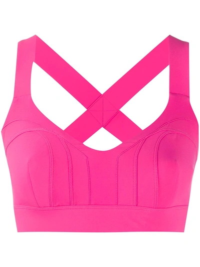 No Ka'oi Criss Cross Back Sports Bra In Pink