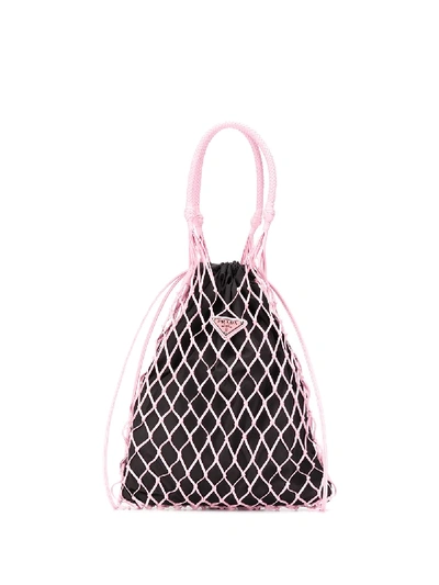 Prada Net Bucket Bag In Pink