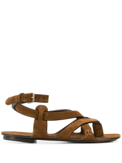 Saint Laurent Culver Wrap-around Sandals In Brown