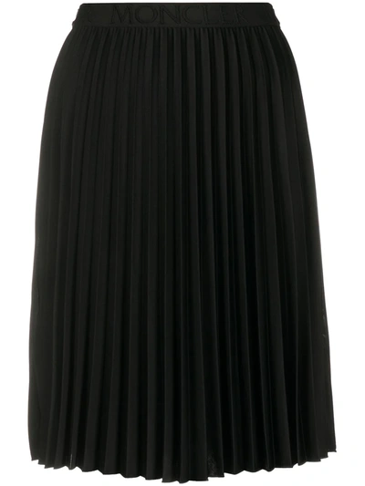 Moncler Pleated Mid-length Skirt In Black