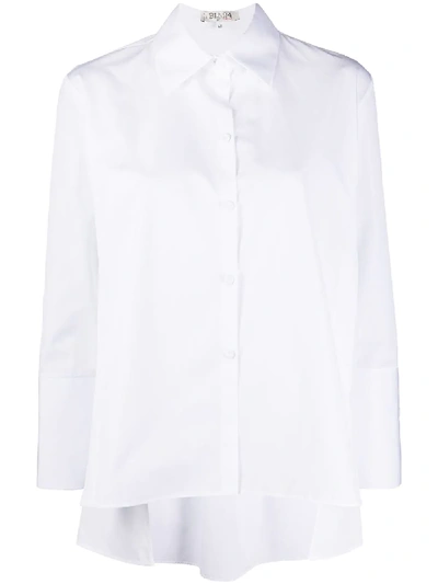 Bi494 Pointed Collar Boxy Shirt In White