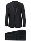 Tagliatore Satin Panel Suit Set In Blue