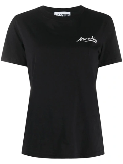 Moschino Logo印花圆领t恤 In Black