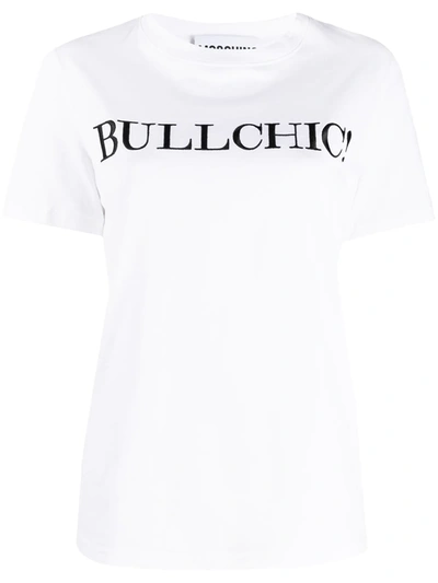 Moschino Embroidered Cotton-jersey T-shirt In White,black