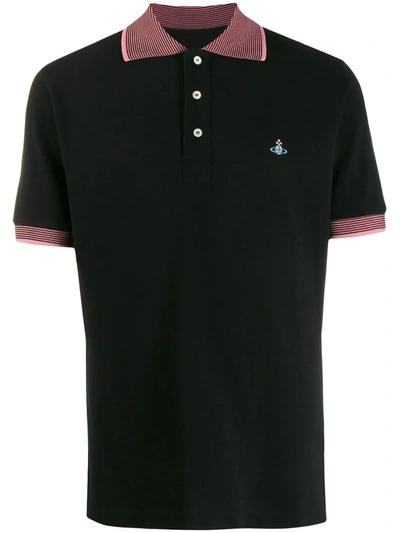 Vivienne Westwood Contrast-collar Polo Shirt In Black