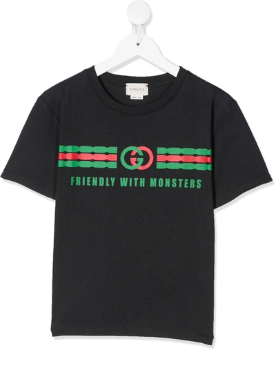 Gucci Kids' Interlocking G Print T-shirt In Black